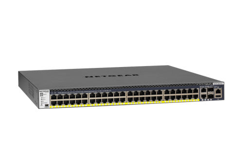GSM4352PB|GSM4352PB-100AJS|ProAV向け PoE+対応 (591W) ギガビット48ポート, 10G RJ-45×2, 10G SFP+スロット×2 スタッカブルL3フルマネージスイッチ|ネットギア公式通販 NETGEAR Store