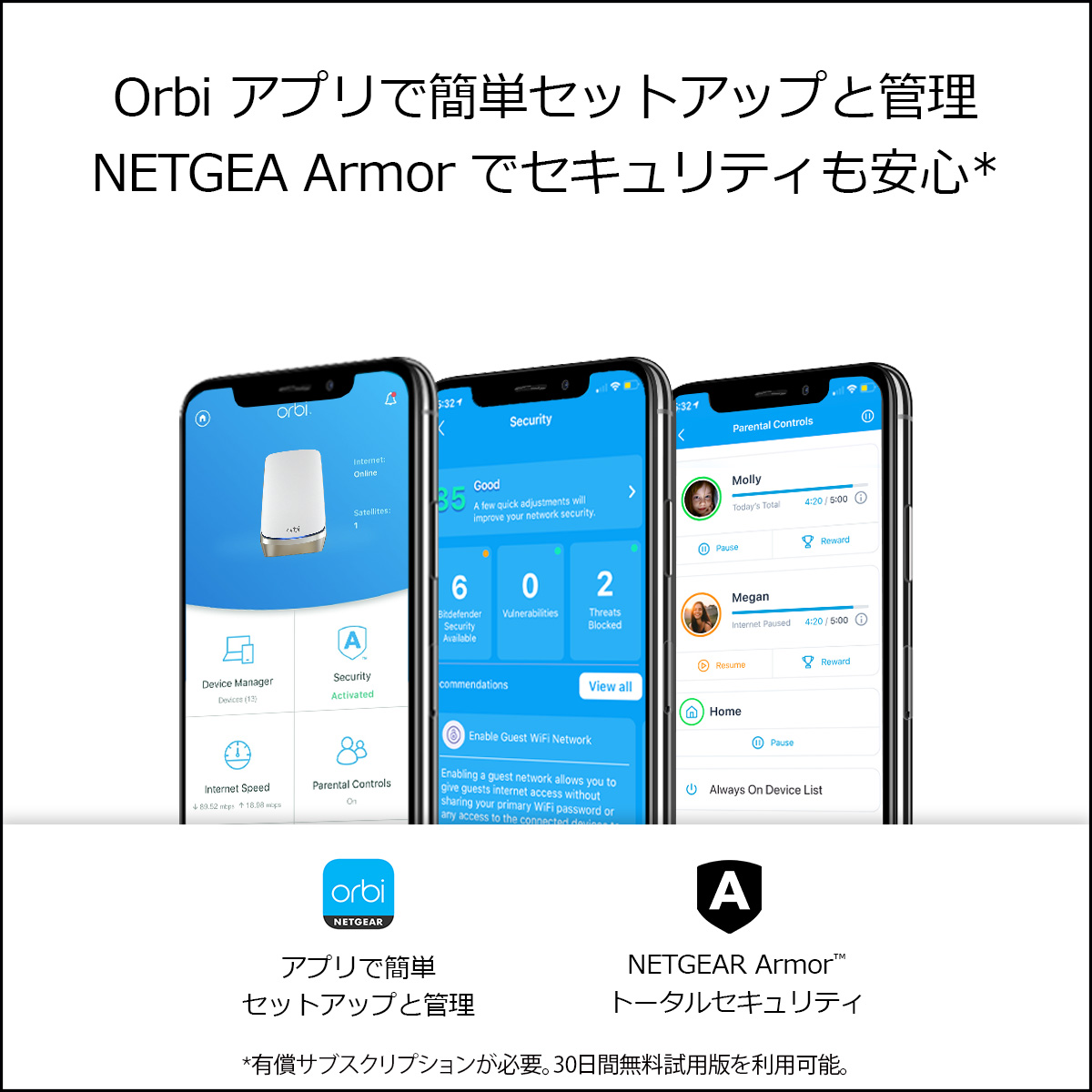 Orbi WiFi 6E AXE11000 クアッドバンドメッシュWiFi システム